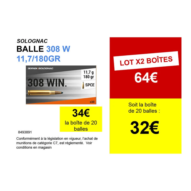 BALLE 308 W. 11,7g/180gr X20 3 BALLE 308 W. 11,7g/180gr X20 – Image 2