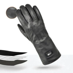 Gants En Cuir Chauffants - Extra Chauds - Noirs -Équipement De Chasse Boutique gants en cuir chauffants extra chauds noirs 3