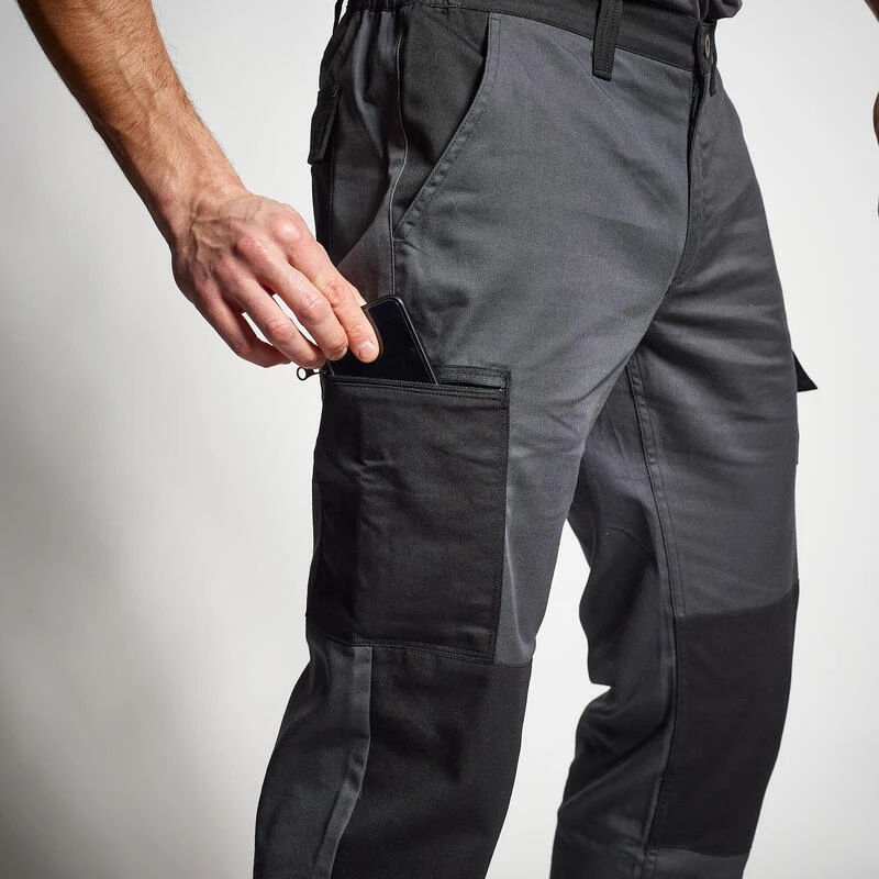 PANTALON CARGO RESISTANT STEPPE 300 BICOLORE GRIS ET NOIR 8 PANTALON CARGO RESISTANT STEPPE 300 BICOLORE GRIS ET NOIR – Image 6