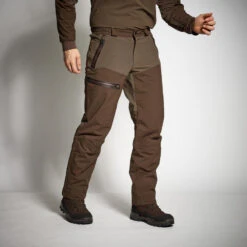 PANTALON CHASSE IMPERMÉABLE RENFORT MARRON 900 BÉCASSE