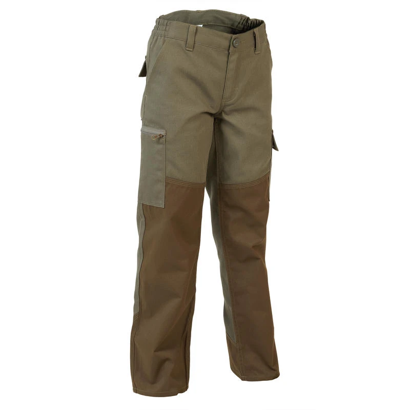PANTALON RENFORT JUNIOR - 100 VERT ET MARRON 3 PANTALON RENFORT JUNIOR - 100 VERT ET MARRON