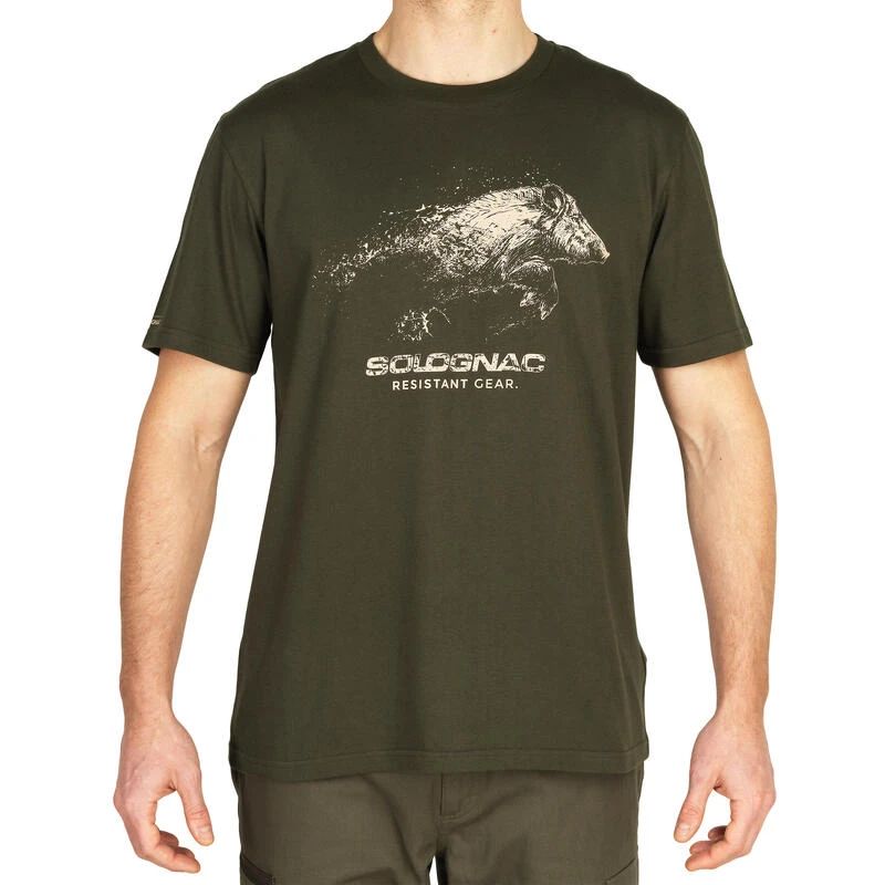T-shirt Manches Courtes Chasse Coton Homme - 100 Sanglier Vert 3 T-shirt Manches Courtes Chasse Coton Homme - 100 Sanglier Vert