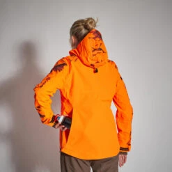 VESTE CHASSE SUPERTRACK FEMME RESISTANTE IMPERMEABLE ORANGE FLUO 500 -Équipement De Chasse Boutique veste chasse supertrack femme resistante impermeable orange fluo 500 7