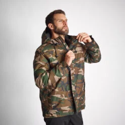VESTE IMPERMEABLE CHAUDE 100 CAMO WOODLAND 19 VESTE IMPERMEABLE CHAUDE 100 CAMO WOODLAND -Équipement De Chasse Boutique veste impermeable chaude 100 camo woodland 7