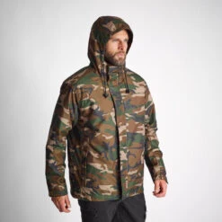 VESTE IMPERMEABLE CHAUDE 100 CAMO WOODLAND 21 VESTE IMPERMEABLE CHAUDE 100 CAMO WOODLAND -Équipement De Chasse Boutique veste impermeable chaude 100 camo woodland 9